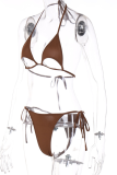 Tangerine Red Sexy Solid Hollowed Out Draw String Swimwears