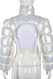 White Fashion Casual Solid Cardigan Mandarin Collar Outerwear