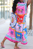 Rose Red Fashion Casual Print Cardigan Outerwear