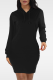 Black Casual Solid Patchwork Hooded Collar Pencil Skirt Dresses