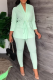 Green Fashion Solid Bandage Turndown Collar Long Sleeve Two Pieces