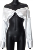 White Fashion Sexy Solid Backless Off the Shoulder Tops