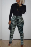 Camouflage Sexy Print Camouflage Print Patchwork High Waist Pencil Full Print Bottoms