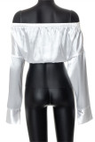 White Fashion Sexy Solid Backless Off the Shoulder Tops