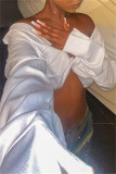 White Fashion Sexy Solid Backless Off the Shoulder Tops
