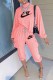 Pink Fashion Casual Print Letter O Neck Long Sleeve Two Pieces