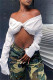 White Fashion Sexy Solid Backless Off the Shoulder Tops