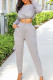 Grey Fashion Casual Solid Patchwork O Neck Long Sleeve Two Pieces