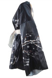 Green Fashion Casual Print Patchwork V Neck Long Sleeve Dresses