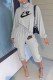 Grey Fashion Casual Print Letter O Neck Long Sleeve Two Pieces