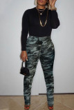 Camouflage Sexy Print Camouflage Print Patchwork High Waist Pencil Full Print Bottoms