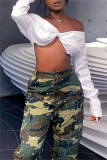 White Fashion Sexy Solid Backless Off the Shoulder Tops