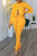Yellow Casual Solid Patchwork Zipper O Neck Long Sleeve Two Pieces
