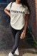 Black Fashion Casual Print Letter O Neck Short Sleeve Two Pieces