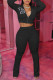 Black Casual Sportswear Solid Embroidered Patchwork Zipper Collar Long Sleeve Two Pieces
