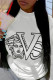 White Fashion Street Print Patchwork Letter O Neck Tops
