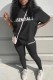 Black Fashion Casual Print Letter O Neck Short Sleeve Two Pieces
