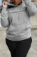 Grey Fashion Print Patchwork Hooded Collar Tops
