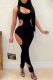 Black Sexy Casual Solid Hollowed Out O Neck Skinny Jumpsuits