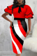 Red Fashion Solid Patchwork O Neck Pencil Skirt Dresses