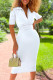 White Casual Solid Patchwork With Belt Turndown Collar One Step Skirt Dresses