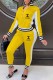 Yellow Fashion Casual Print Patchwork Letter Zipper Collar Long Sleeve Two Pieces