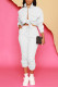White Casual Solid Patchwork Buckle Turndown Collar Long Sleeve Two Pieces