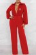 Red Fashion Sexy Print Letter V Neck Jumpsuits