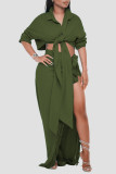 Pink Sexy Solid Tassel Bandage Patchwork Asymmetrical Turndown Collar Long Sleeve Two Pieces