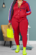 Red Fashion Print Patchwork Turndown Collar Long Sleeve Two Pieces
