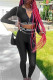 Black Fashion Casual Sportswear Letter Patchwork Zipper Collar Long Sleeve Two Pieces