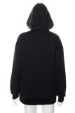 Black Casual Street Solid Patchwork Hot Drill Hooded Collar Tops