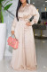 Champagne Casual Solid Patchwork Buckle Slit Turndown Collar Long Sleeve Two Pieces