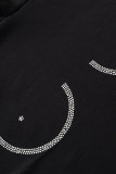 Black Casual Street Solid Patchwork Hot Drill Hooded Collar Tops