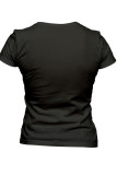 White Fashion Casual Print Basic O Neck T-Shirts