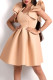 Khaki Sweet Elegant Solid Patchwork Flounce V Neck Princess Dresses
