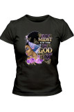 White Fashion Casual Print Basic O Neck T-Shirts