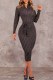 Coffee Fashion Elegant Print Letter Zipper Collar One Step Skirt Dresses