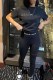 Black Fashion Casual Print Letter O Neck Short Sleeve Two Pieces