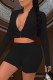 Black Fashion Casual Solid Patchwork Zipper Collar Long Sleeve Two Pieces
