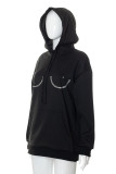 Black Casual Street Solid Patchwork Hot Drill Hooded Collar Tops