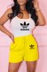 Yellow Fashion Casual Print Letter U Neck Sleeveless Two Pieces