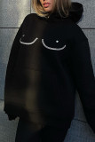 Black Casual Street Solid Patchwork Hot Drill Hooded Collar Tops