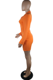 Rose Red Sexy Solid Slit Turndown Collar Pencil Skirt Dresses