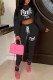Black Fashion Casual Letter Print Bandage Backless Hooded Collar Long Sleeve Two Pieces