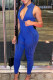 Blue Fashion Casual Print Patchwork Zipper Collar Skinny Jumpsuits