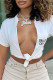 White Fashion Sexy Letter Print Patchwork T-Shirts
