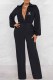 Black Fashion Sexy Print Letter V Neck Jumpsuits