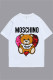 White Fashion Casual Character Print Letter O Neck T-Shirts