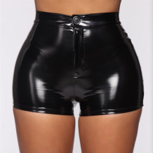 Black Fashion Casual Solid Patchwork Skinny High Waist Shorts